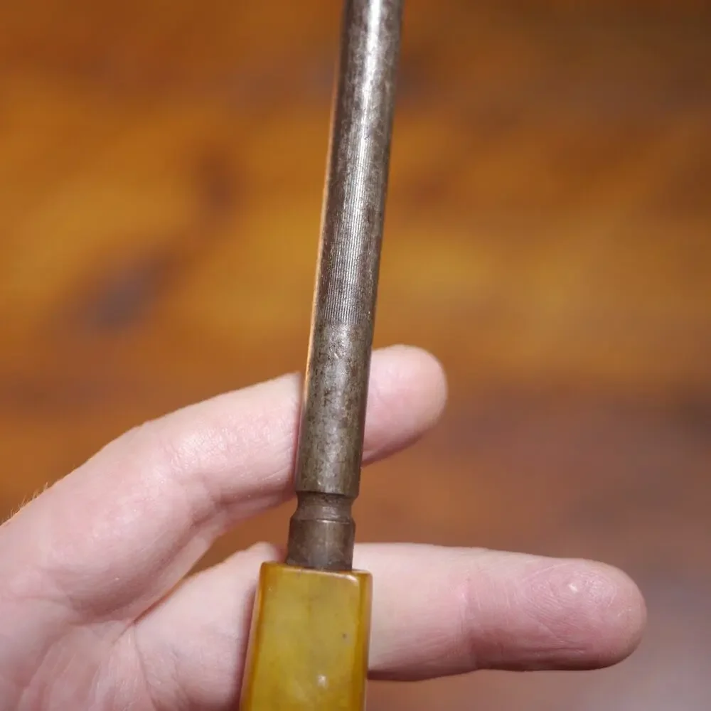 Vintage 1930s Butterscotch Bakelite Handle Knife Sharpening Steel